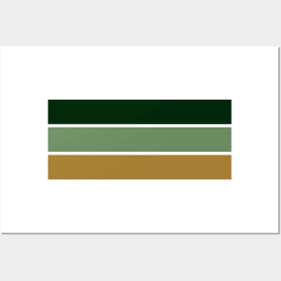 Three Classic Stripes - Forest greens and brown Posters and Art